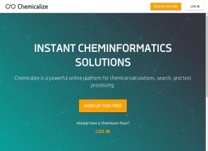 How chemicalize.org looks like on a tablet such as an iPad.