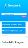 How chemicool.com looks like on a mobile device such as an iPhone.