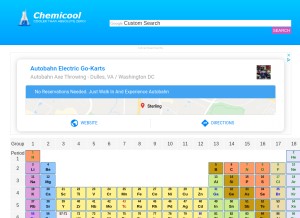 How chemicool.com looks like on a tablet such as an iPad.