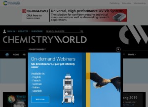 How chemistryworld.com looks like on a tablet such as an iPad.
