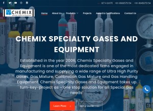 How chemixgases.com looks like on a tablet such as an iPad.