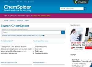 How chemspider.com looks like on a tablet such as an iPad.