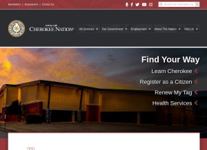 How cherokee.org looks like on a tablet such as an iPad.