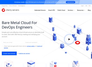 How cherryservers.com looks like on a tablet such as an iPad.
