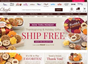 How cheryls.com looks like on a tablet such as an iPad.