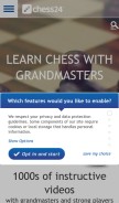 How chess24.com looks like on a mobile device such as an iPhone.