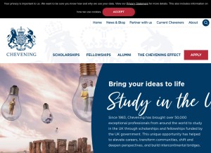 How chevening.org looks like on a tablet such as an iPad.