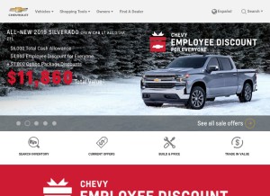 How chevy.com looks like on a tablet such as an iPad.