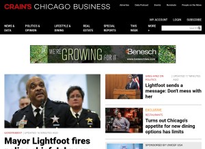 How chicagobusiness.com looks like on a tablet such as an iPad.