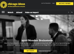 How chicagoideas.com looks like on a tablet such as an iPad.