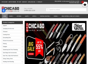 How chicagoknifeworks.com looks like on a tablet such as an iPad.