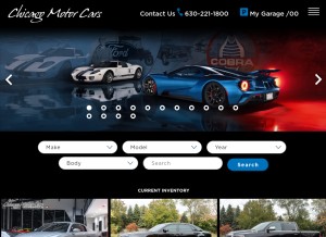 How chicagomotorcars.com looks like on a tablet such as an iPad.