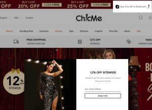 How chicme.com looks like on a tablet such as an iPad.