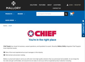 How chiefsupply.com looks like on a tablet such as an iPad.