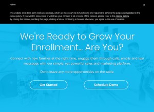 How childcarecrm.com looks like on a tablet such as an iPad.