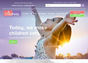 How childhelp.org looks like on a tablet such as an iPad.