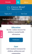 How childmind.org looks like on a mobile device such as an iPhone.
