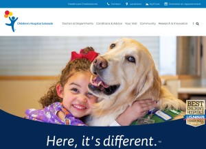 How childrenscolorado.org looks like on a tablet such as an iPad.