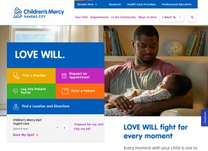 How childrensmercy.org looks like on a tablet such as an iPad.