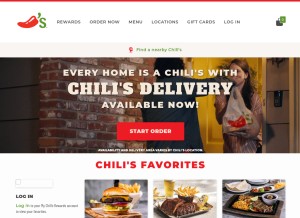 How chilis.com looks like on a tablet such as an iPad.
