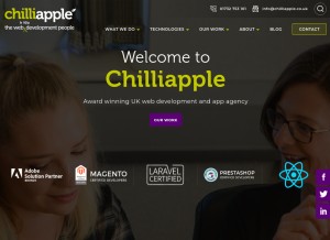 How chilliapple.co.uk looks like on a tablet such as an iPad.