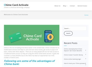 How chimecardactivate.com looks like on a tablet such as an iPad.