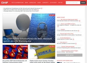 How chip.de looks like on a tablet such as an iPad.