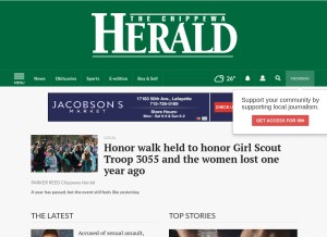 How chippewa.com looks like on a tablet such as an iPad.