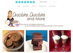 How chocolatechocolateandmore.com looks like on a tablet such as an iPad.