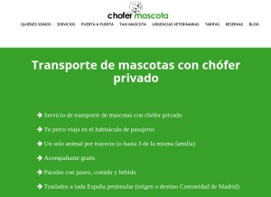How chofermascota.com looks like on a tablet such as an iPad.