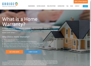 How choicehomewarranty.com looks like on a tablet such as an iPad.