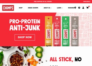 How chomps.com looks like on a tablet such as an iPad.