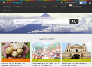 How choosephilippines.com looks like on a tablet such as an iPad.