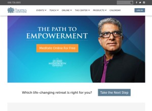 How chopra.com looks like on a tablet such as an iPad.