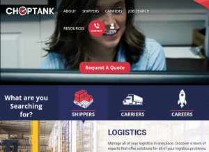 How choptanktransport.com looks like on a tablet such as an iPad.