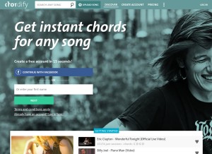 How chordify.net looks like on a tablet such as an iPad.