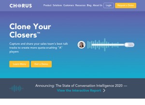 How chorus.ai looks like on a tablet such as an iPad.