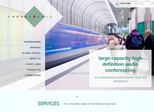 How choruscall.com looks like on a tablet such as an iPad.