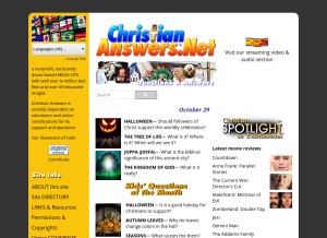How christiananswers.net looks like on a tablet such as an iPad.