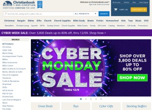 How christianbook.com looks like on a tablet such as an iPad.