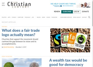 How christiancentury.org looks like on a tablet such as an iPad.