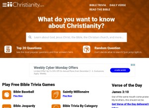 How christianity.com looks like on a tablet such as an iPad.