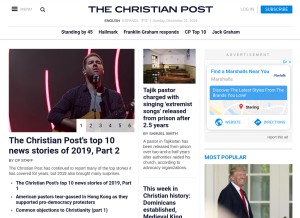 How christianpost.com looks like on a tablet such as an iPad.