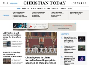 How christiantoday.com looks like on a tablet such as an iPad.