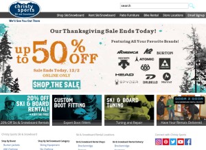 How christysports.com looks like on a tablet such as an iPad.