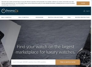 How chrono24.com looks like on a tablet such as an iPad.