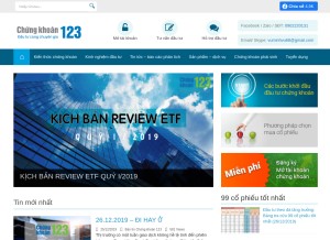 How chungkhoan123.vn looks like on a tablet such as an iPad.