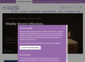 How churchofengland.org looks like on a tablet such as an iPad.