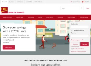How cibc.com looks like on a tablet such as an iPad.