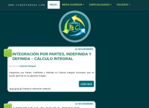 How cibertareas.info looks like on a tablet such as an iPad.